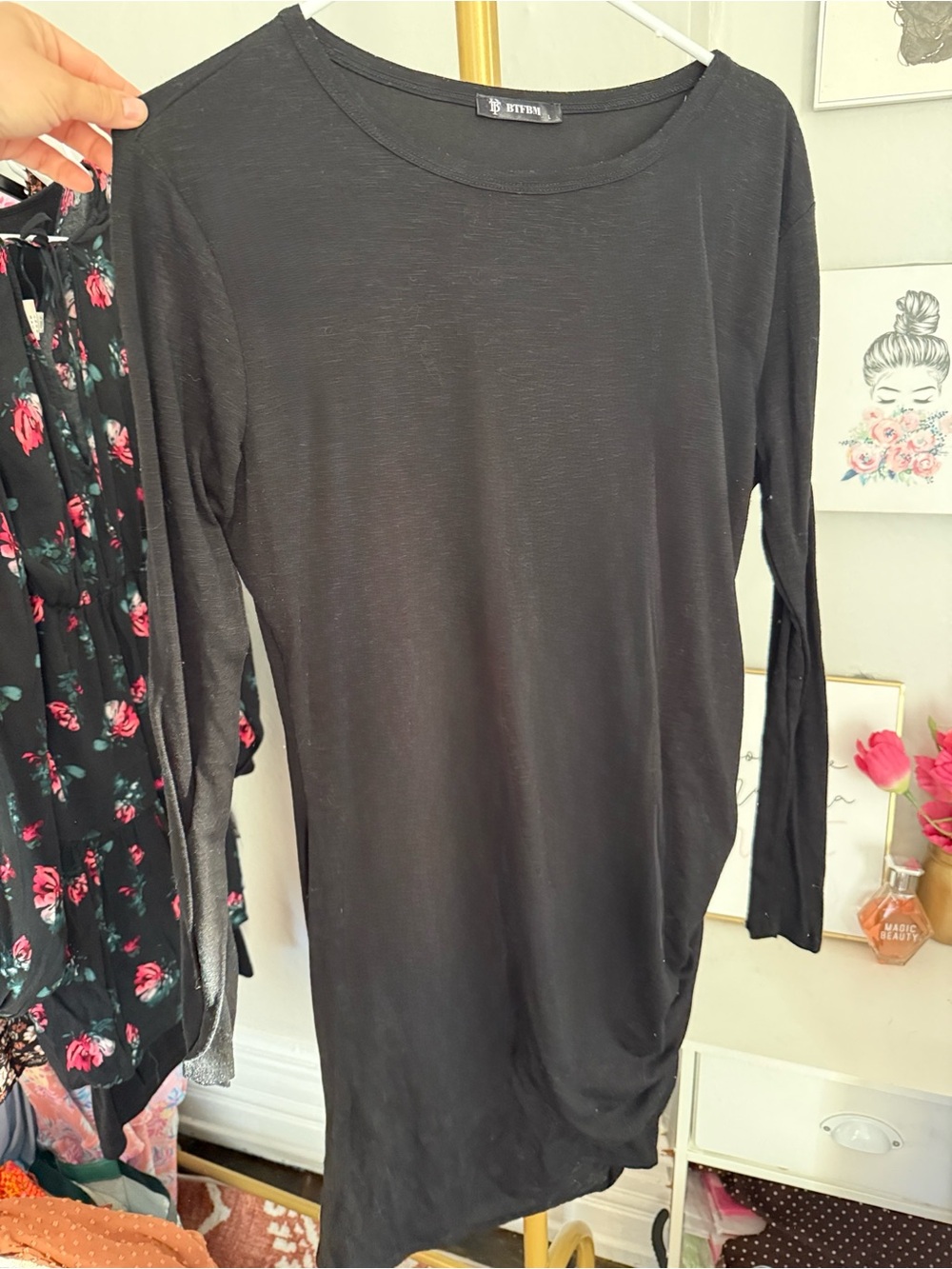 Eileen Fisher Black Knit dress with Logo Tag